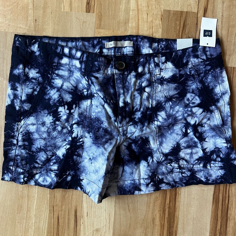 NWT Gap Indigo Tie Dye Linen Blend Shorts